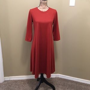 Susan Graver Burnt Orange midi dress